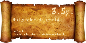 Belgrader Szigfrid névjegykártya